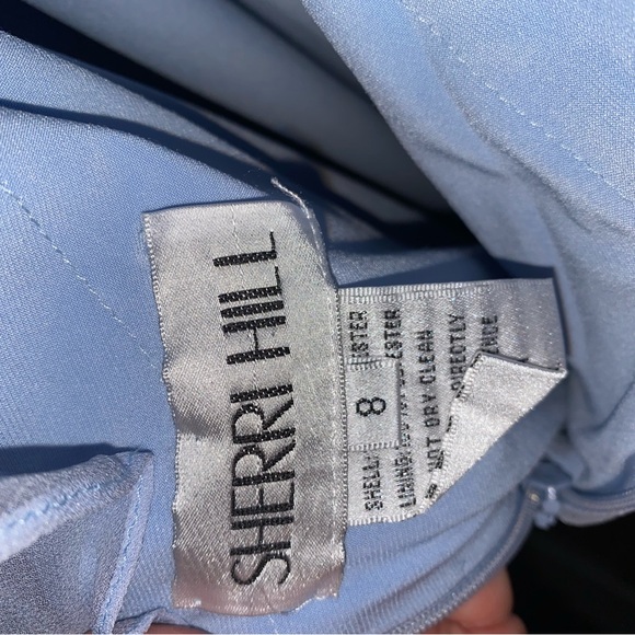 Sherri Hill size 8 light blue lace maxi dress - Picture 3 of 7